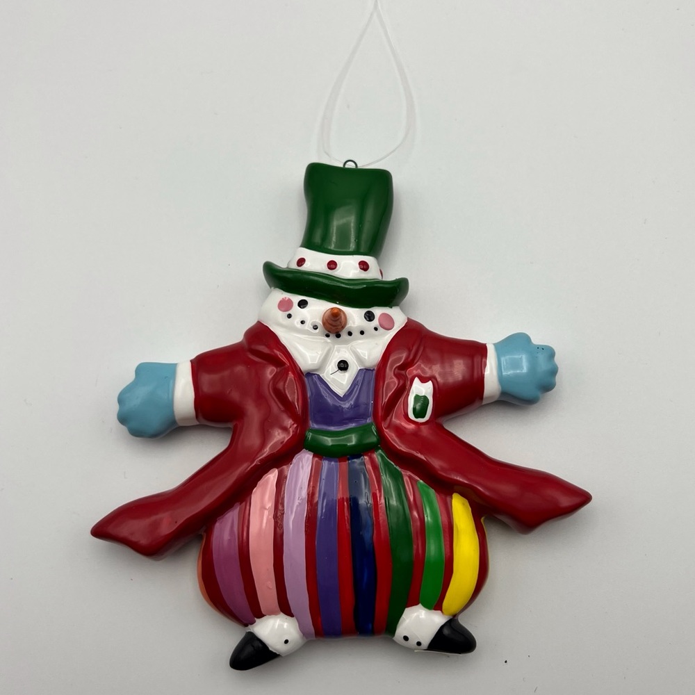 Dept 56 Snowman Clown Tree Ornament Red Multicolor Christmas Holiday 4.5 inch